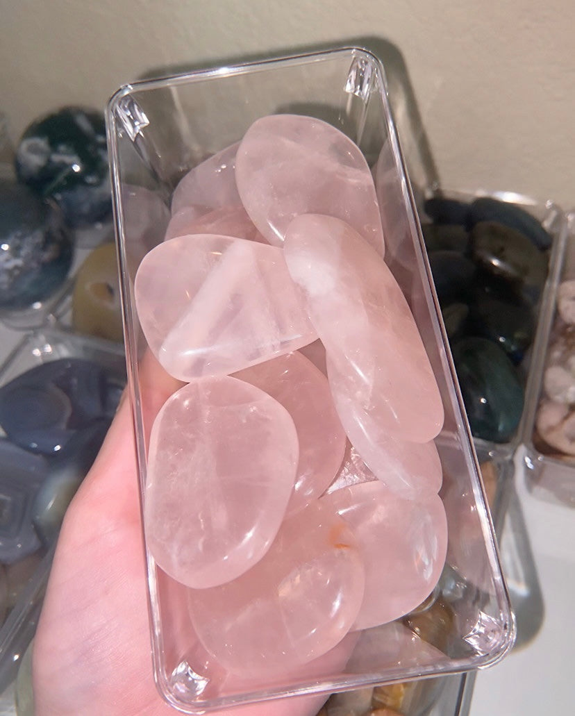 rose quartz flat stone