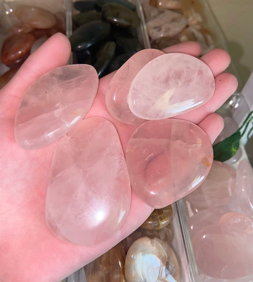 rose quartz flat stone